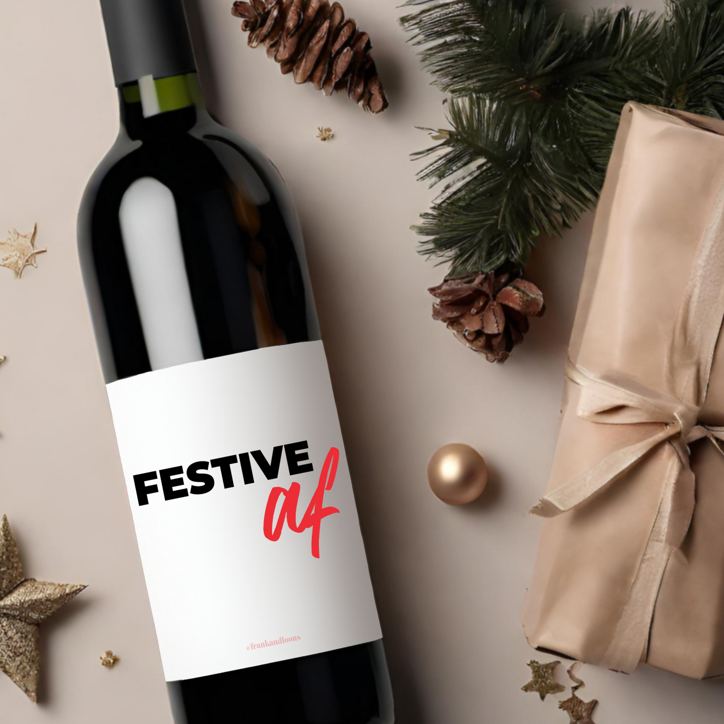 Festive AF Holiday Wine Label