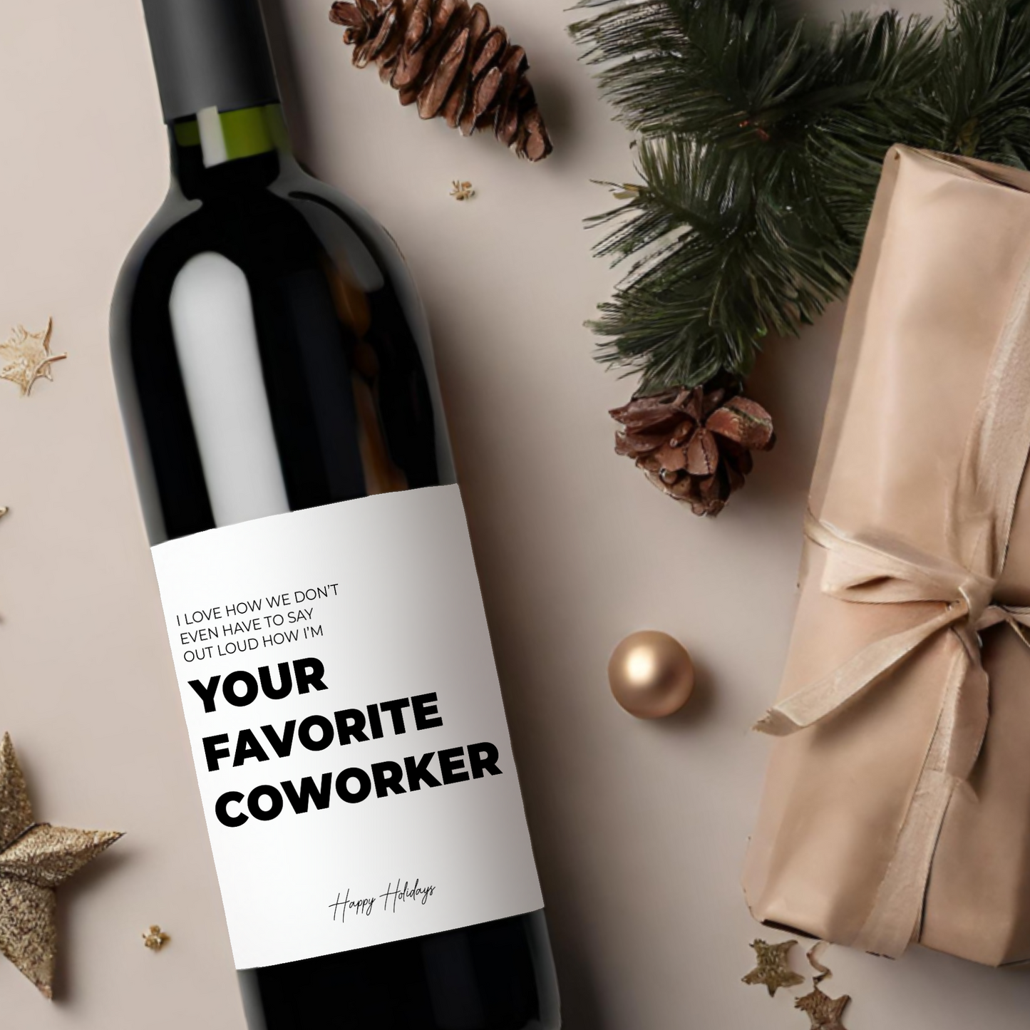 Favorite Coworker Holiday Wine Label