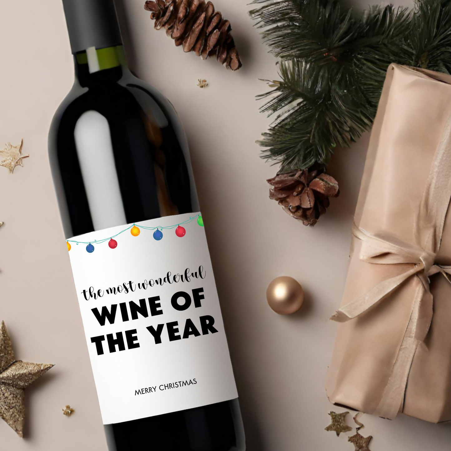 The Most Wonderly Wine of the Year Holiday Wine Label