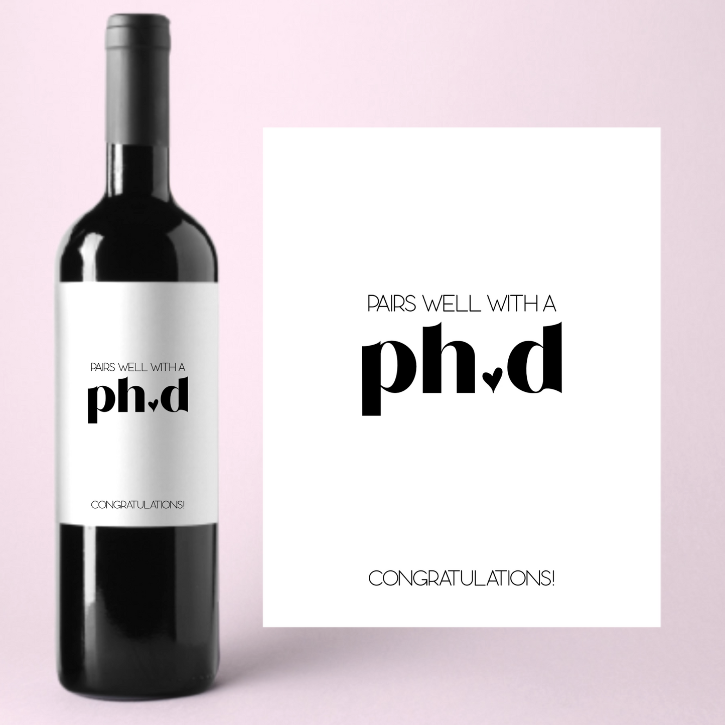 Paris Well With A PHD Graduation Gift Wine Label