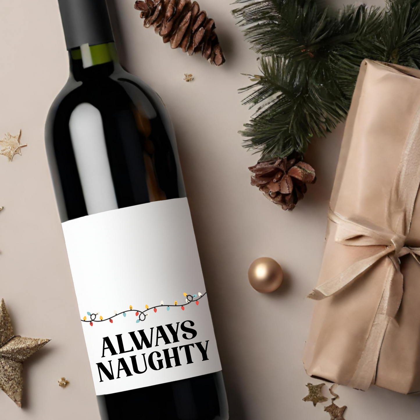 Always Naughty Holiday Wine Label