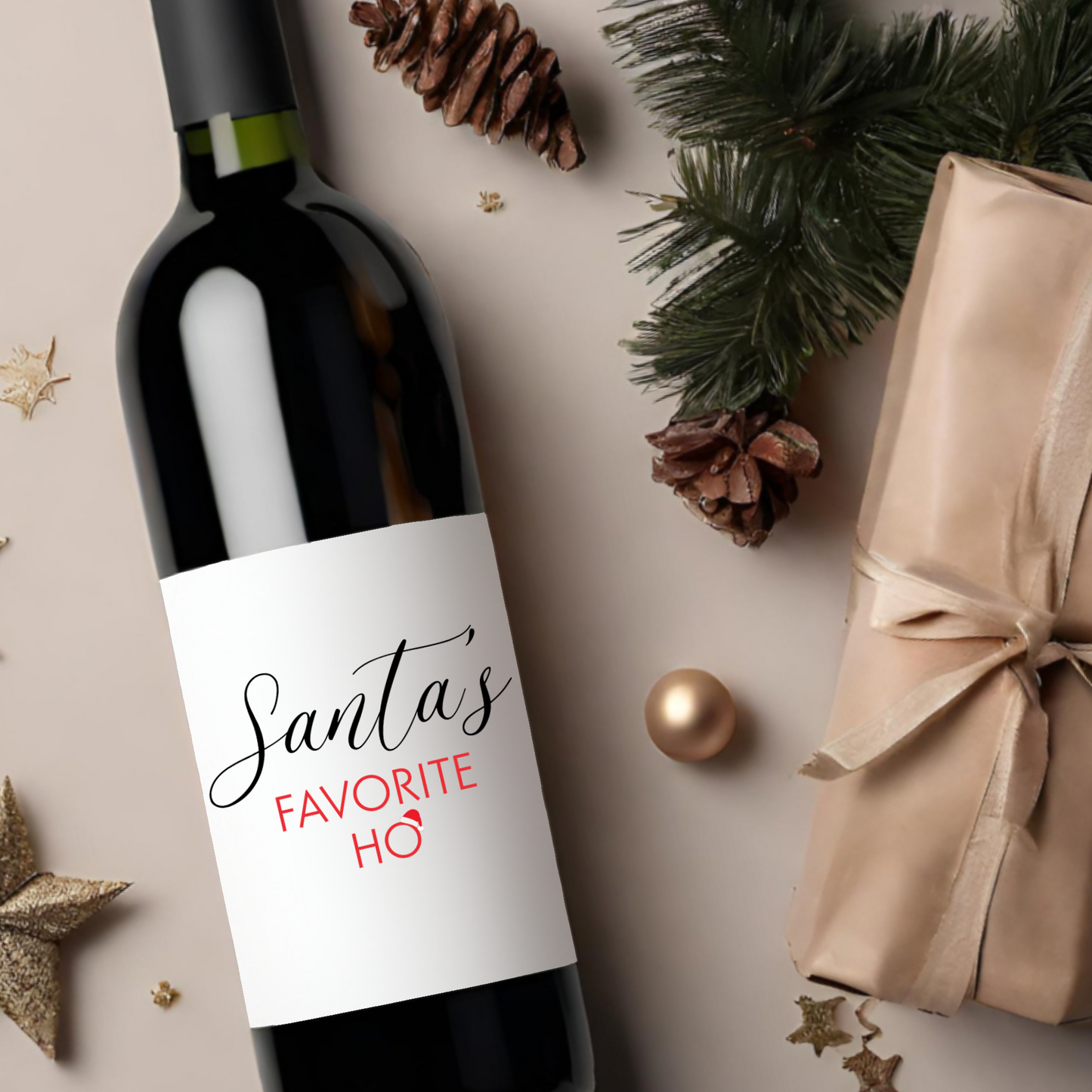 Santa's Fav Ho Holiday Wine Label