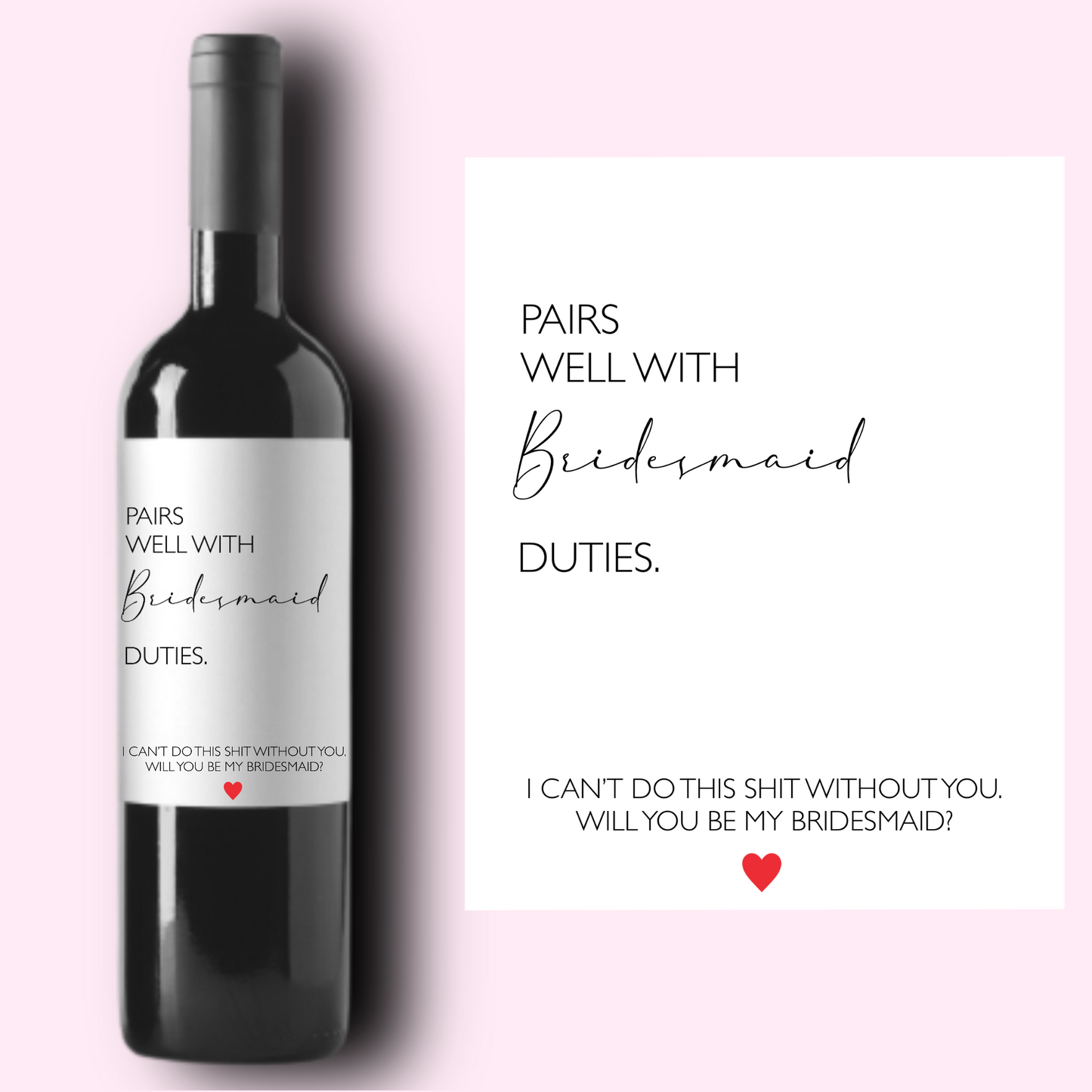 Pairs Well with Maid of Honor Duties Wine Label