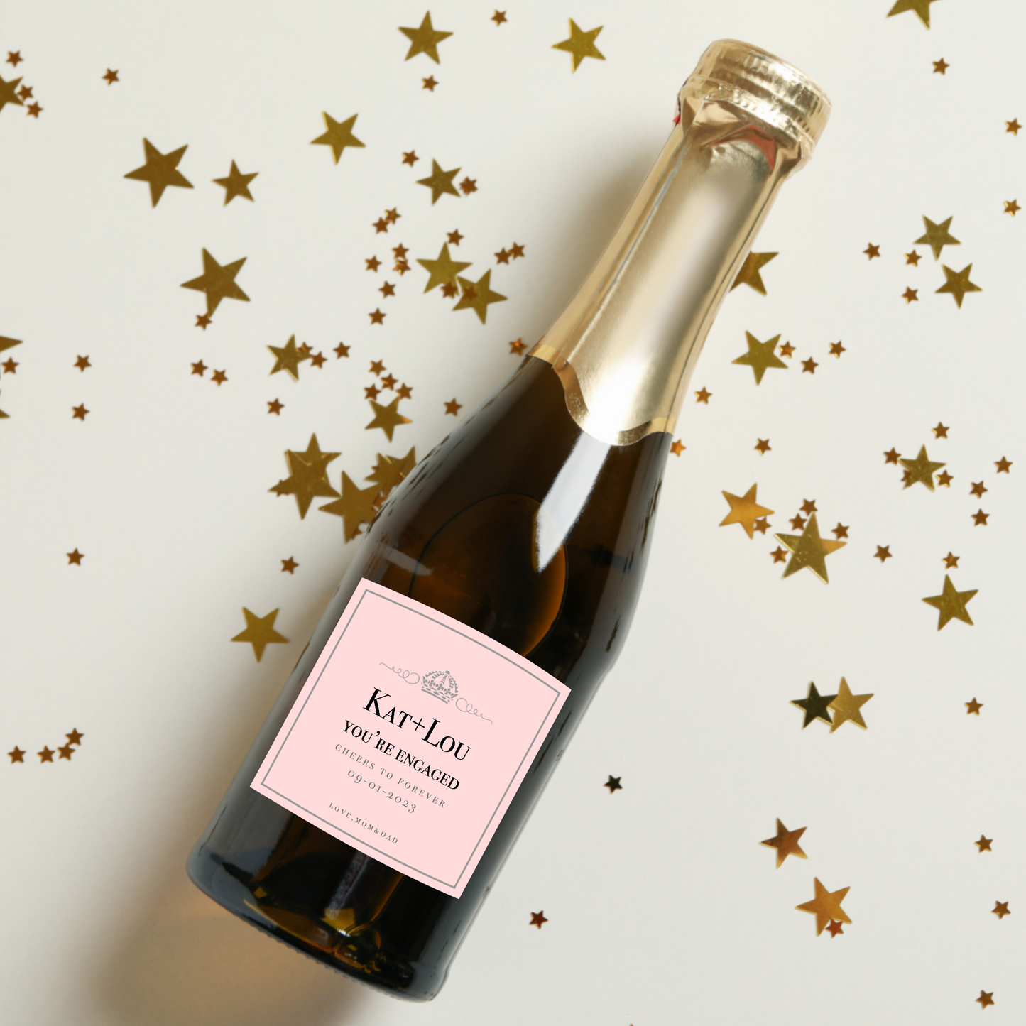La Marca Pink Prosecco Engagement Champagne Label
