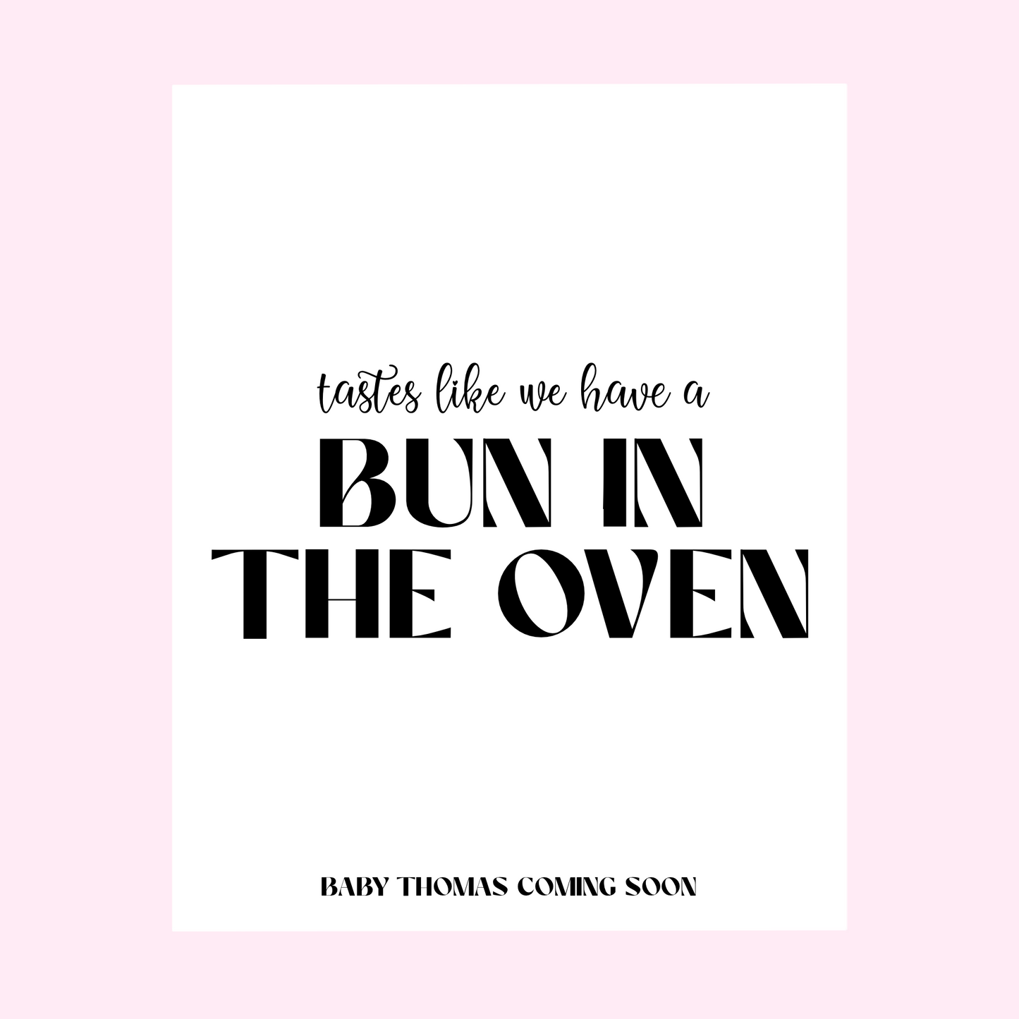 Bun In The Oven Baby Announcement Wine Label
