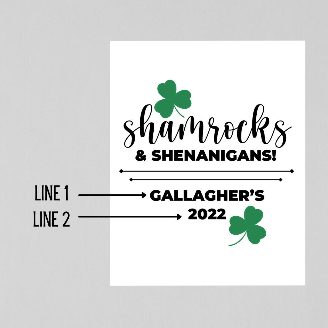 St Patrick's Day Wine Label * Custom Wine Labels * Saint Patty's Day * Paddy * Shamrocks * Liquor Label * Holiday Gift * Luck of the Irish *