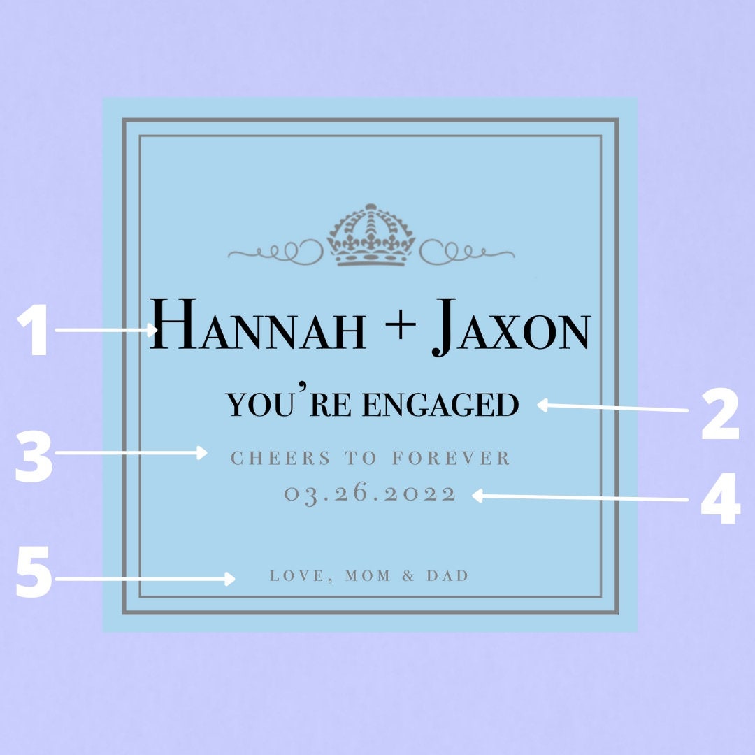 Custom Engagement Pink Rose Champagne Label * Personalized Engagement Gift * Wedding Gift * You're Engaged * Couple Gift * Prosecco