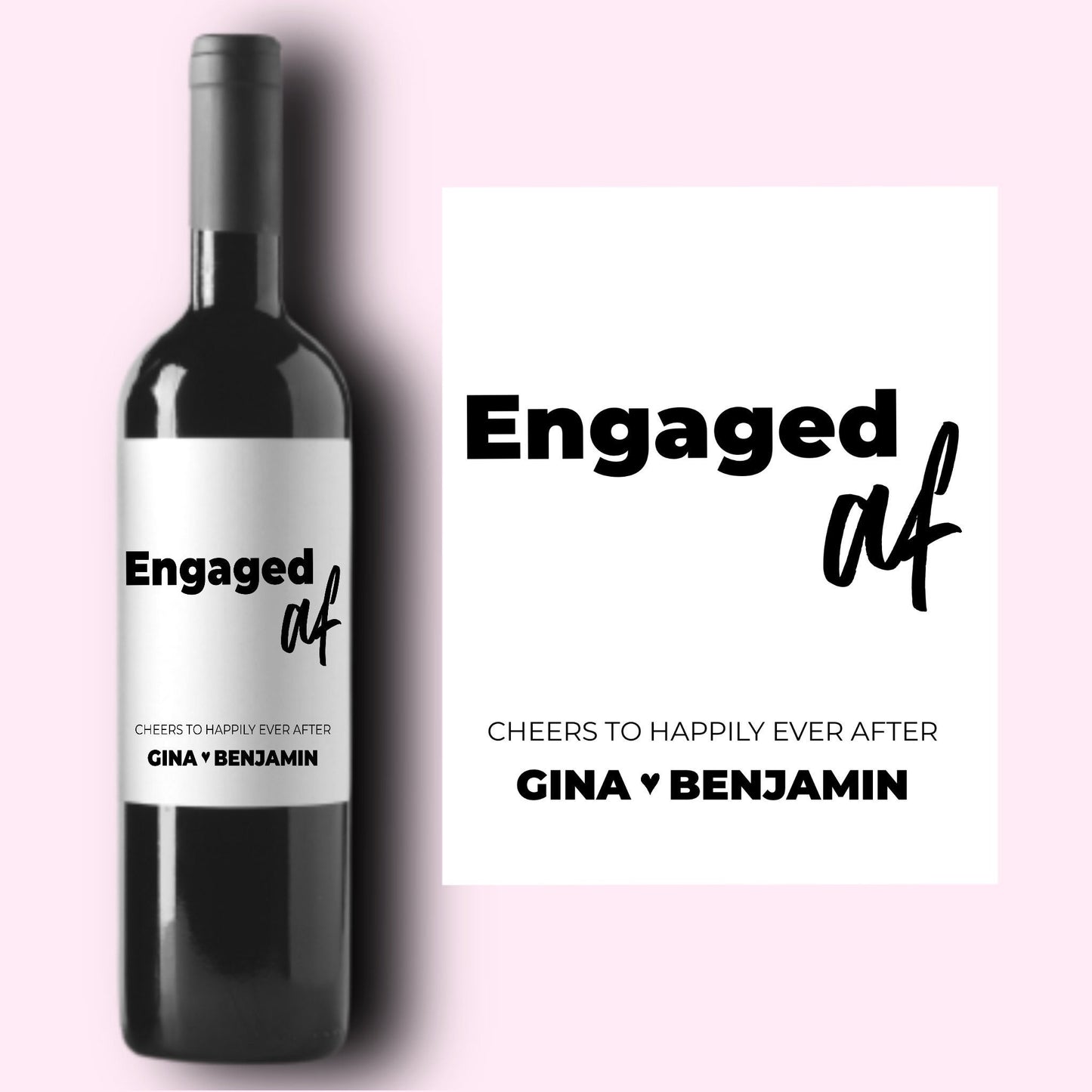 Custom Engagement Wine Label * Personalized Engagement Gift * Wedding Gift * Engaged AF * Couple Gift * Champagne * Wine * Liquor *