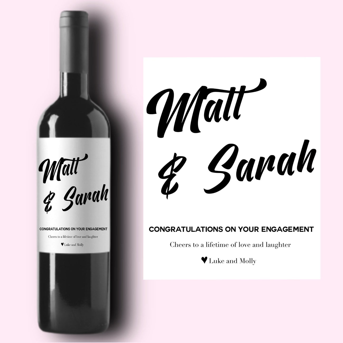 Engagement Wine Label * Personalized Engagement Gift * Wedding Gift * Bridal Shower Gift * Couples Gift * Engagement Card * Wedding Gift *