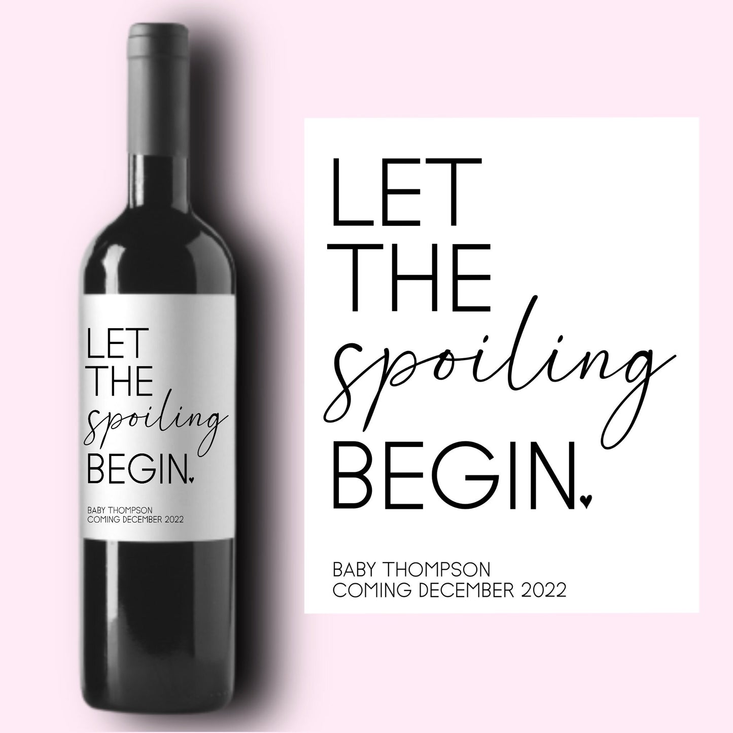 Baby Announcement Wine Labels * Personalized Pregnancy Gift * Grandparents Gift * Let The Spoiling Begin * Aunt Uncle Gift * Friend Gift *