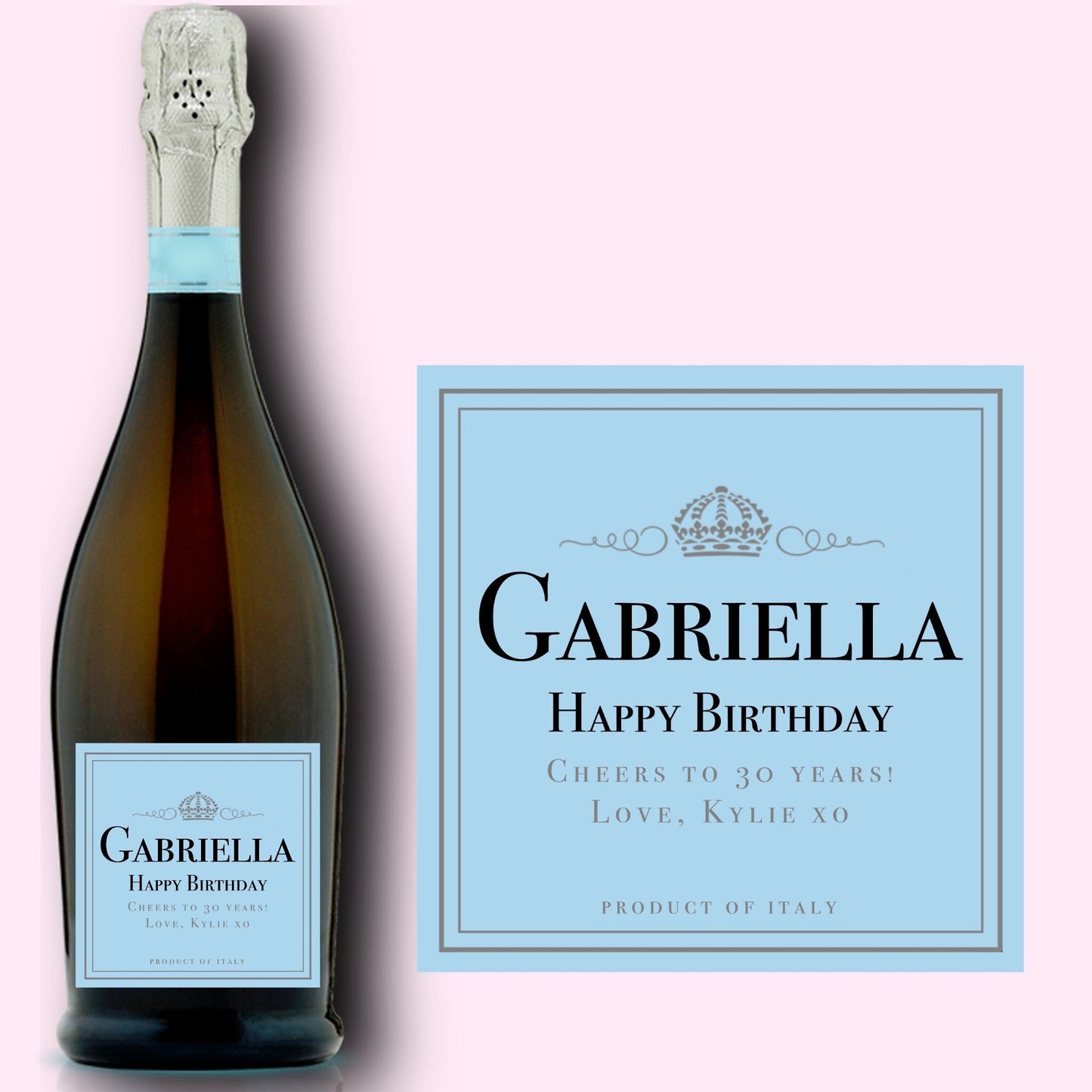 Birthday Champagne Label * Personalized Happy Birthday * Prosecco Bottle Label * Gift For Her * Funny Cute Gift Ideas * Custom * 40 * 30 *