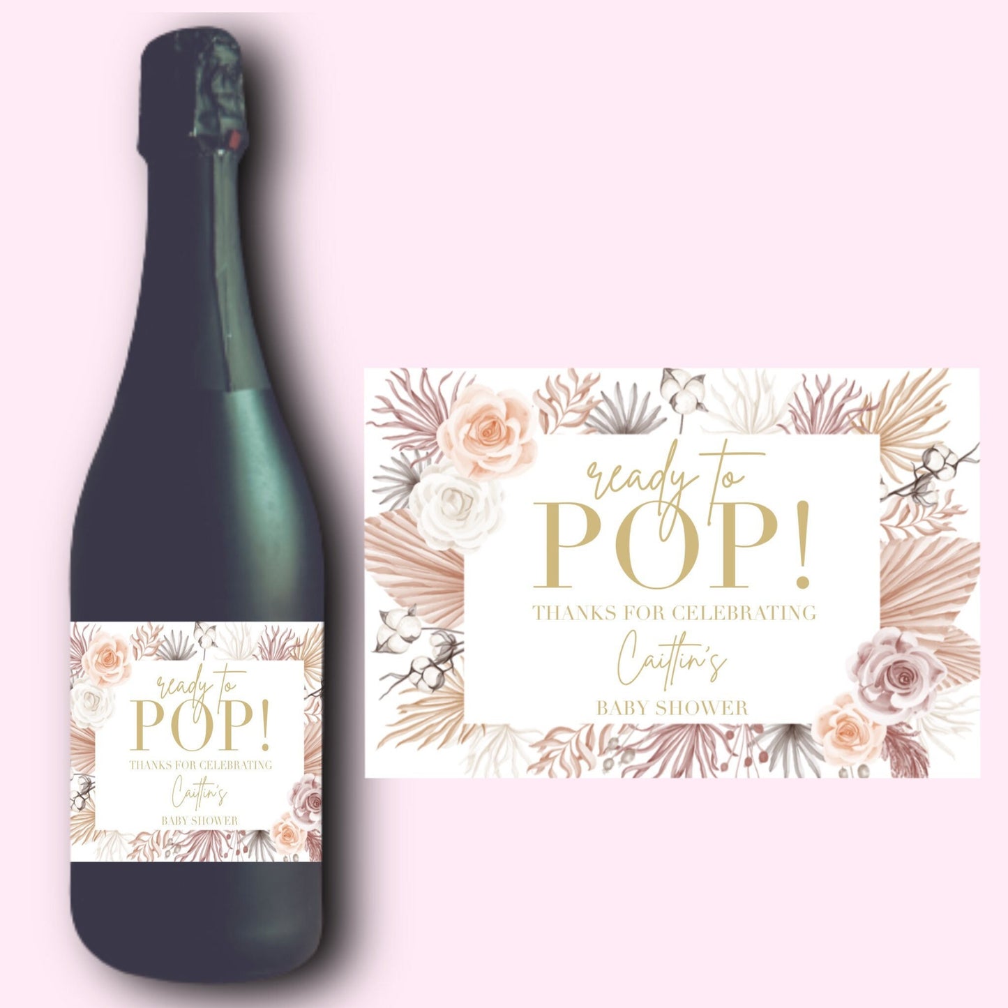 Baby Shower Champagne Labels * Personalized Ready To Pop Label * Pairs Well With Being Grandparents * Gift for Aunt * Gift for Uncle *