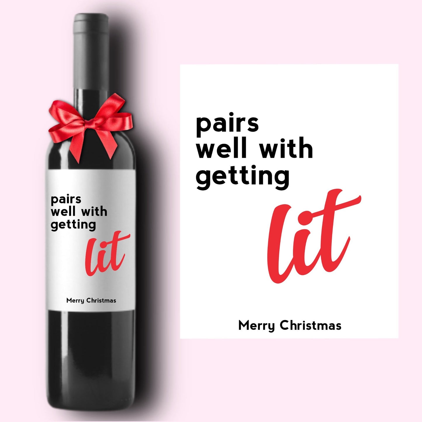 Funny Holiday Christmas Wine Label * Custom Wine Labels * Getting Lit * Liquor Label * Hostess Gift * Holiday Party * Hanukkah Dinner Gift *