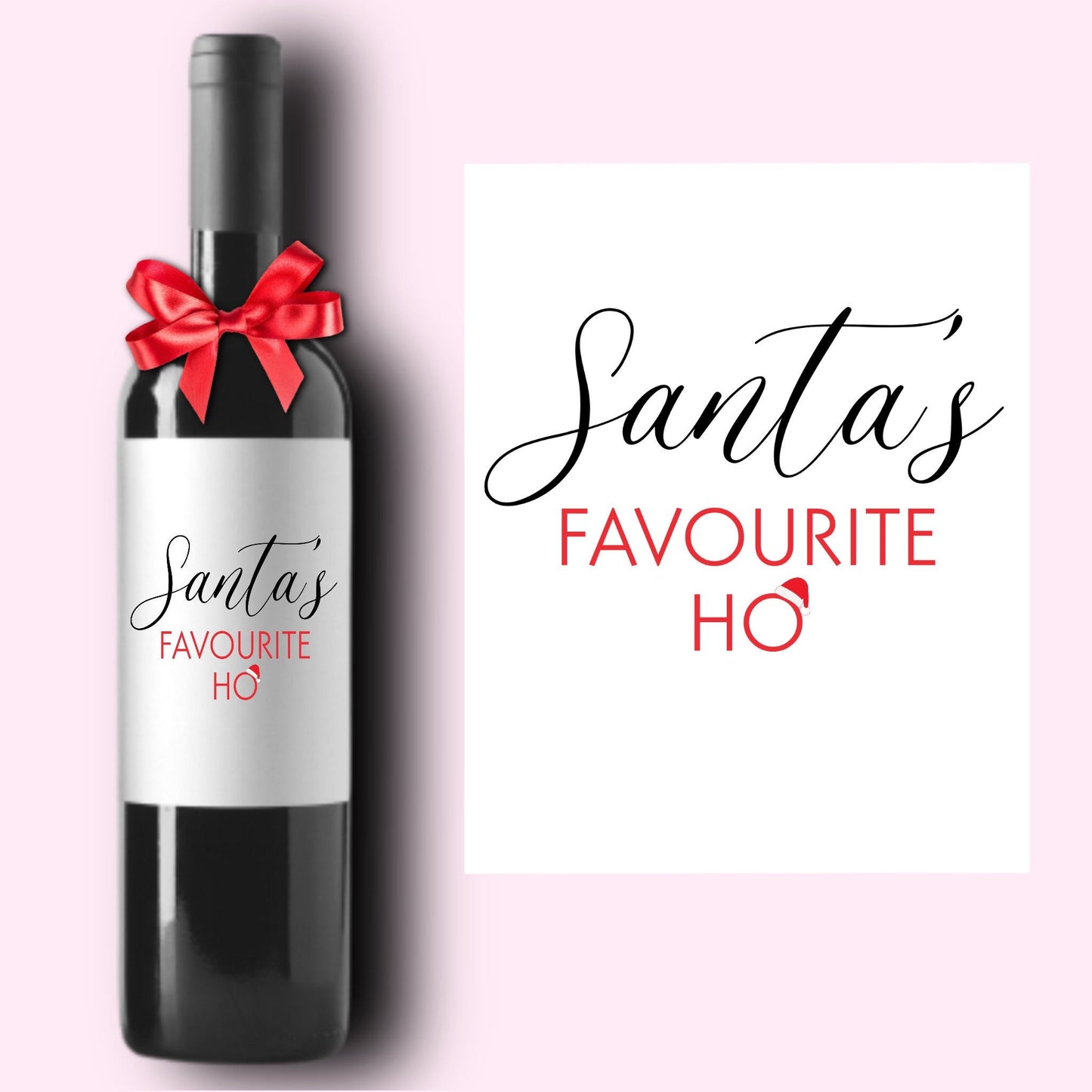 Funny Holiday Christmas Wine Label * Custom Wine Labels * Santa's Fav Ho * Liquor Label * Hostess Gift * Holiday Party * Hanukkah Dinner *