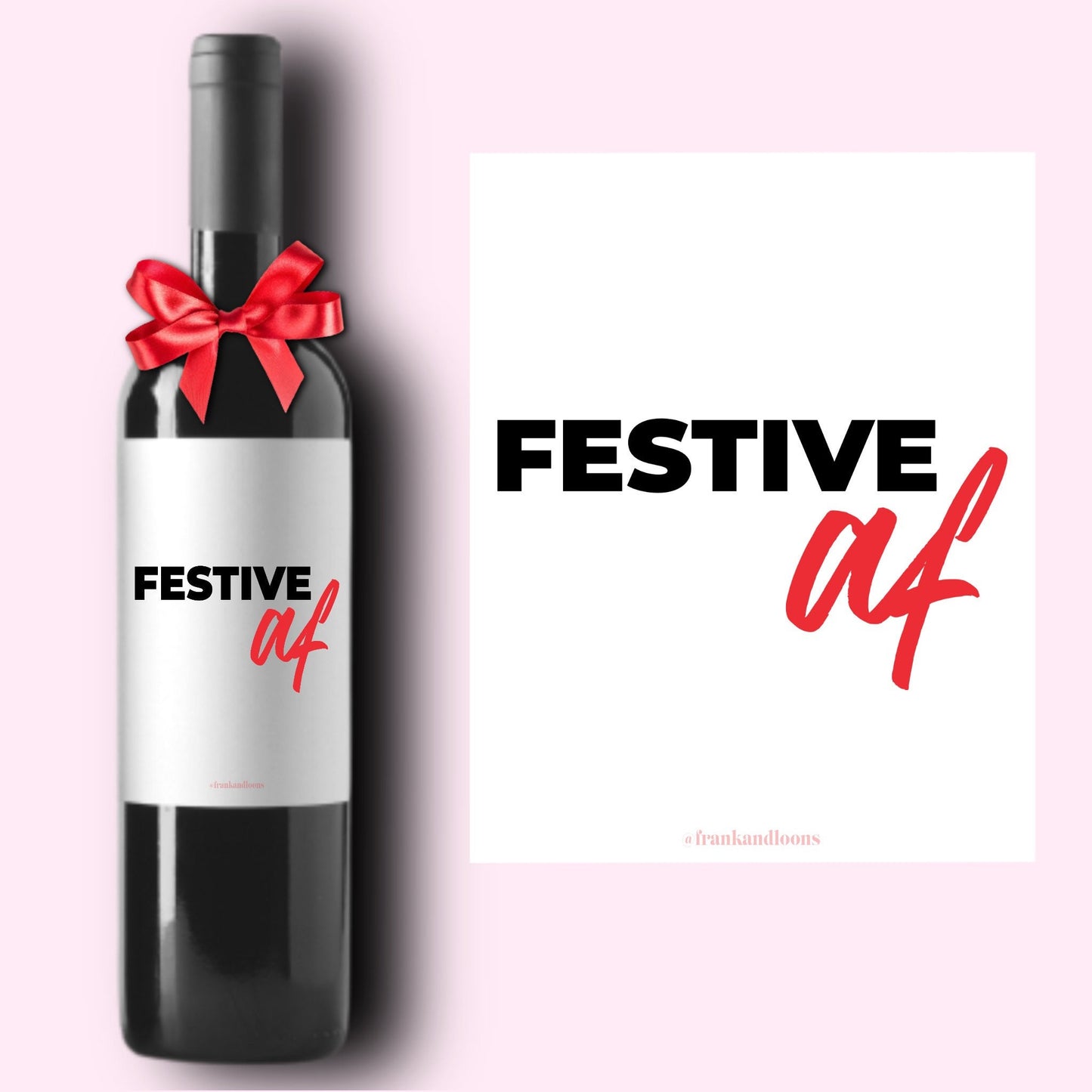 Funny Holiday Christmas Wine Label * Custom Wine Labels * Festive AF as Fuck * Liquor Label * Hostess Gift * Holiday Party * Hanukkah Dinner