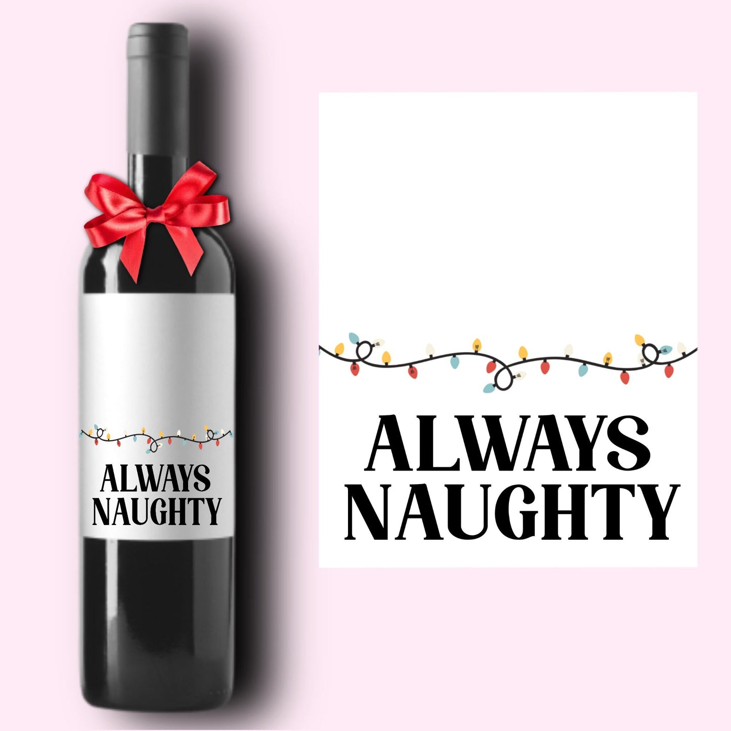 Funny Holiday Christmas Wine Label * Custom Wine Labels * Naughty List * Liquor Label * Hostess Gift * Holiday Party * Hanukkah Dinner *