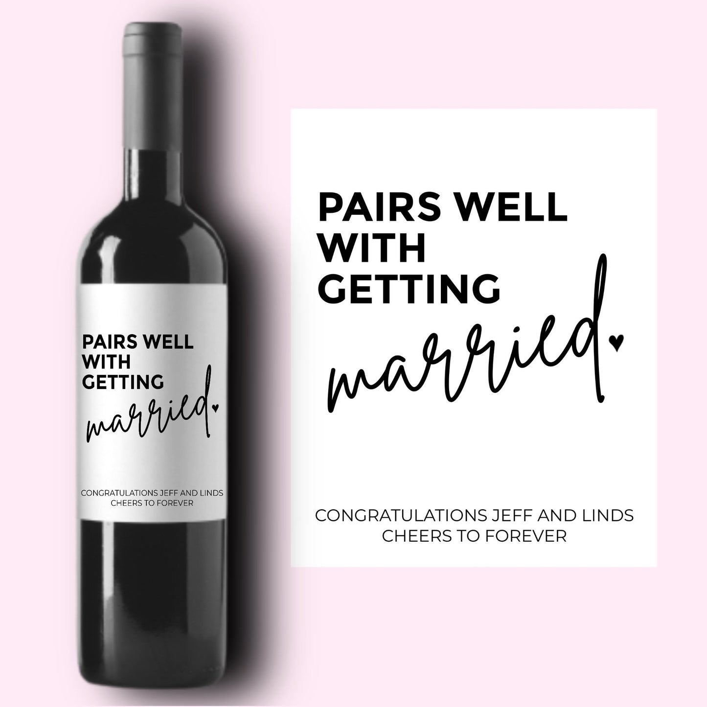 Wedding Wine Label, Engagement Gift, Pairs Well With Getting Married, Engagement Gift for Couples, Gift for Her, Engagement Card, Bride Gift