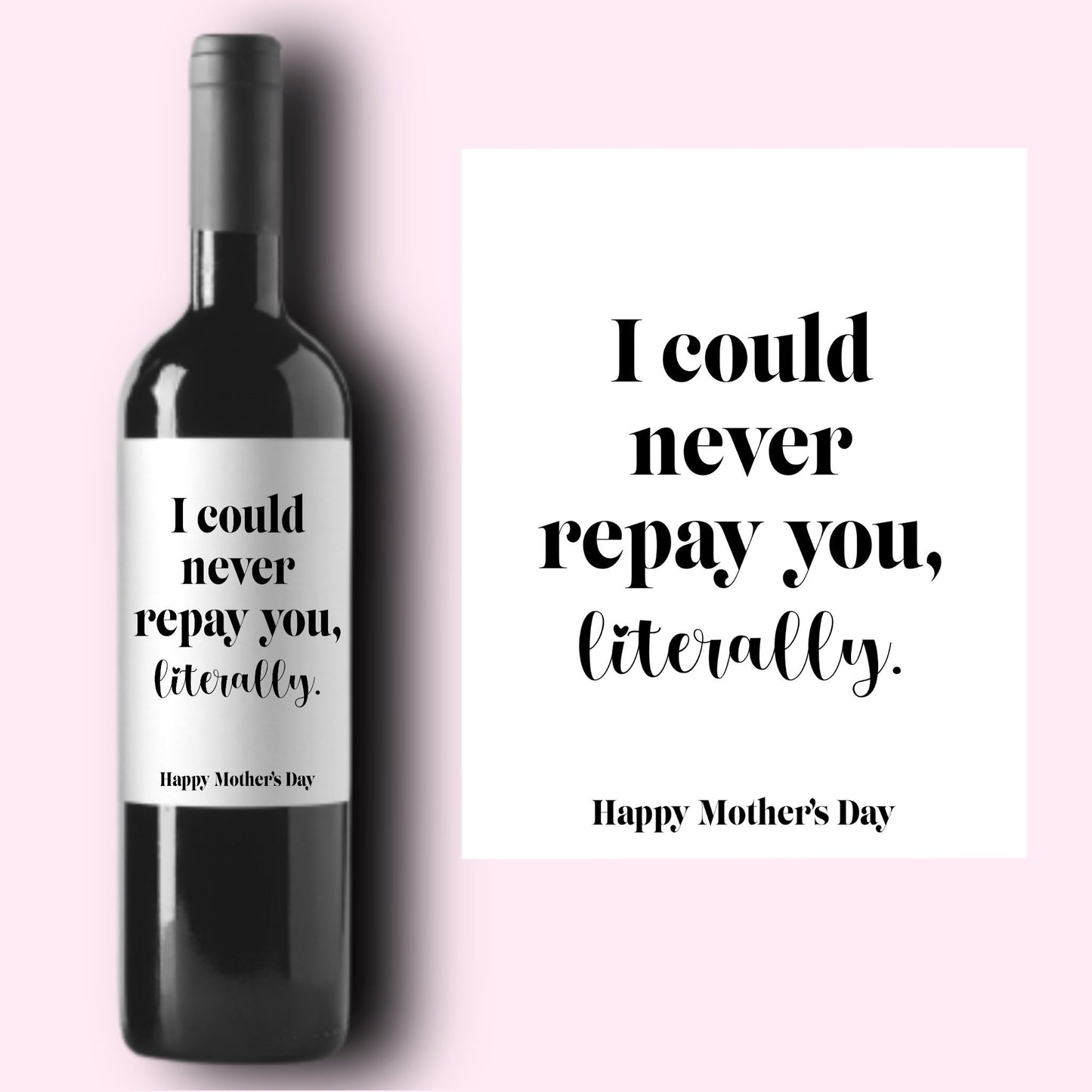 Funny Mother's Day Wine Labels * Mother's Day Gift * Sibling Brother Sister * Happy Mother's Day * Mum * Mommy * Gift for Mom * Liquor Label