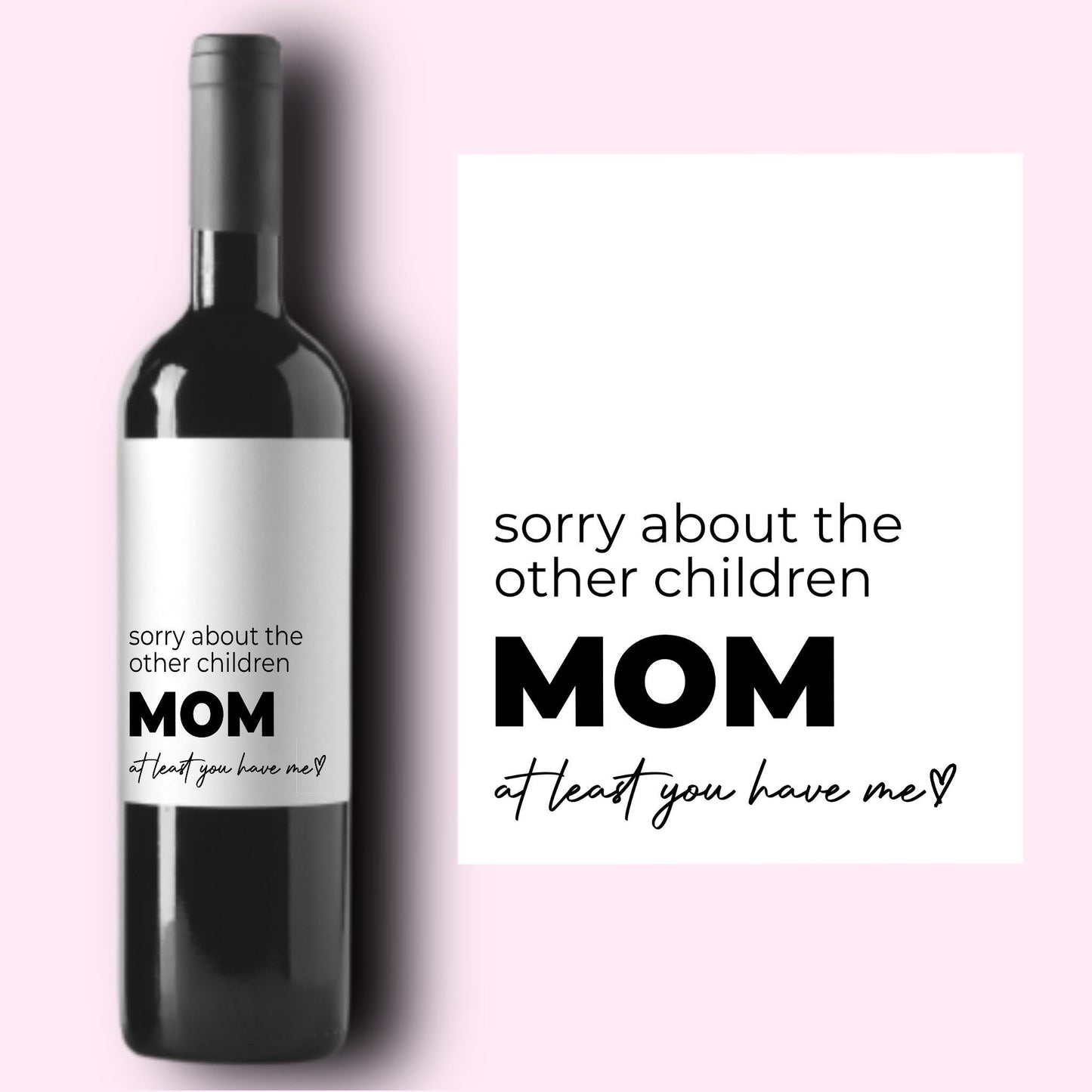 Funny Mother's Day Wine Labels * Mother's Day Gift * Sibling Brother Sister * Happy Mother's Day * Mum * Mommy * Gift for Mom * Liquor Label