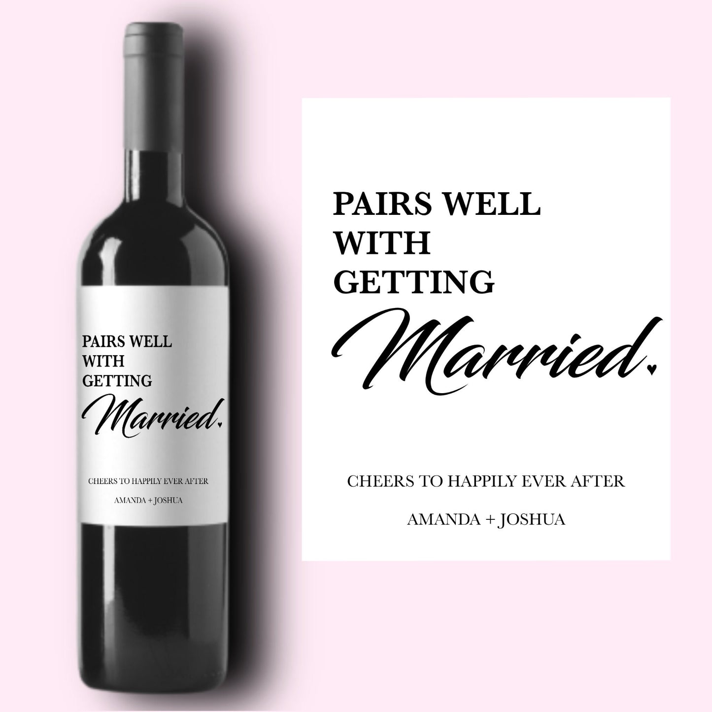 Wedding Wine Label, Engagement Gift, Pairs Well With Getting Married, Engagement Gift for Couples, Gift for Her, Engagement Card, Bride Gift