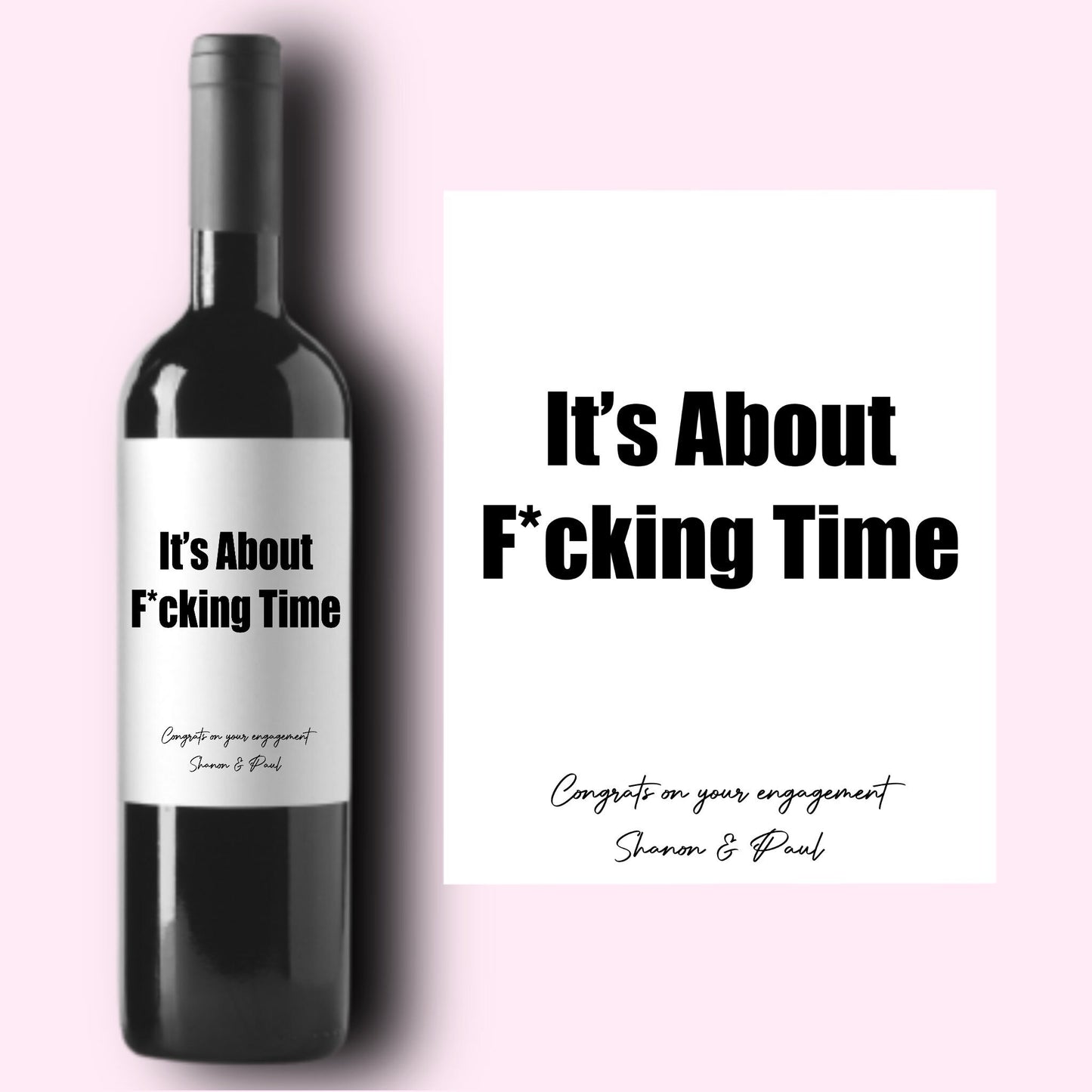 Custom Engagement Wine Label * Personalized Engagement Gift * Wedding Gift * It's About Time * Couple Gift * Champagne * Wine * Liquor *