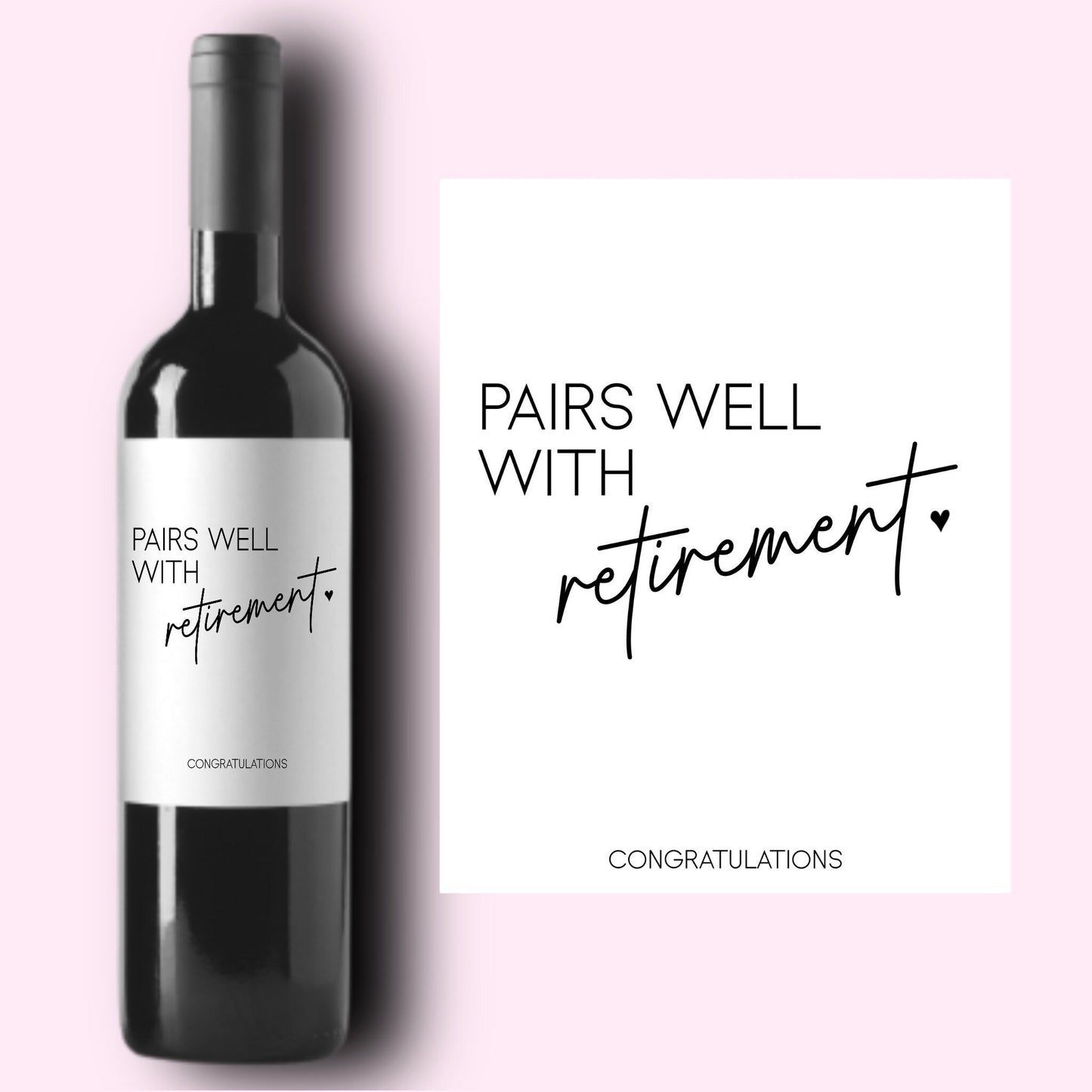 Pairs Well With Retirement * Retirement Gift for Her Gift for Him * Funny Retirement Gift * Personalized Custom Wine Gift * Congratulations