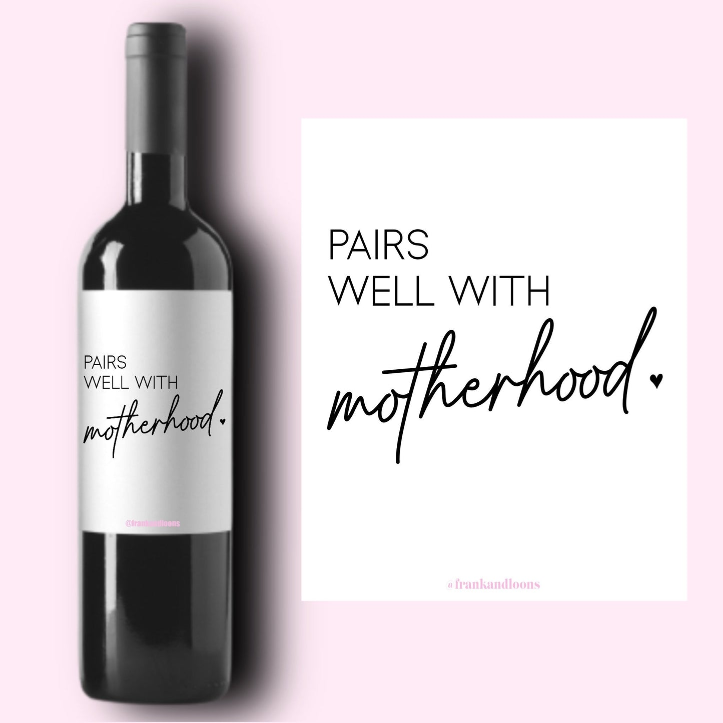 New Mom Gift * Pairs Well With Motherhood * New Baby Gift * Mama Gift, Funny Wine Label * Mothers Day Gift * Mommy Gift Box * Mom Gift Wine
