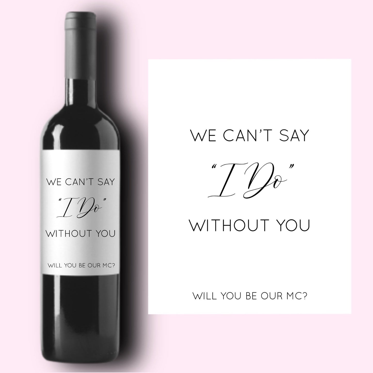MC Proposal Wine Labels | Master of Ceremonies Proposal | We Can't Say I Do Without You | Officiant Gift Box | Wedding Party Gifts |