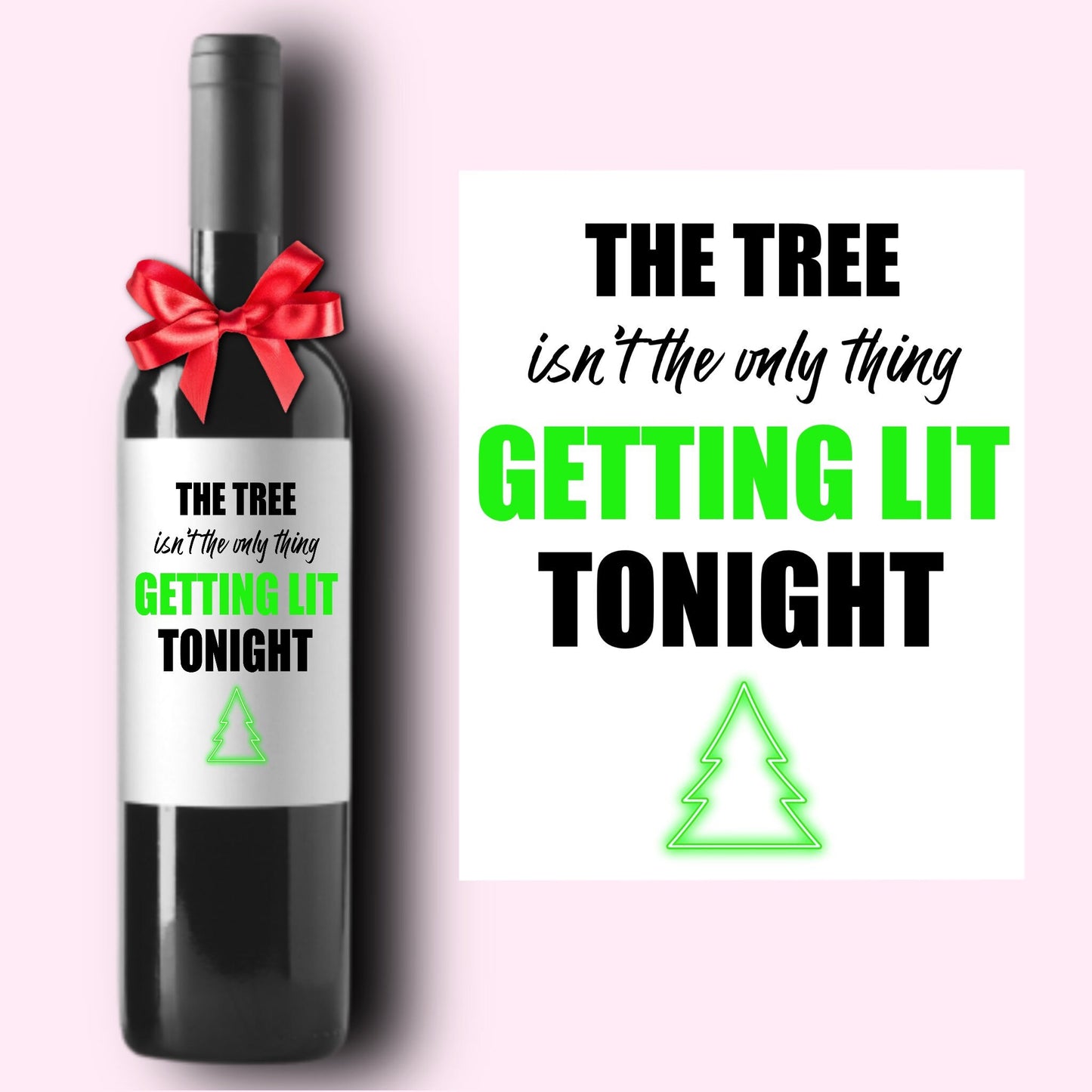 Funny Holiday Christmas Wine Label * Custom Wine Labels * Getting Lit * Liquor Label * Hostess Gift * Holiday Party * Hanukkah Dinner Gift *