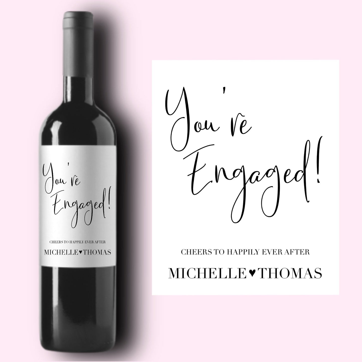 Engagement Wine Label, Custom Engagement Gift, Pairs Well With Engagements, Engagement Gift for Couples, Engagement Card, Bride Groom Gift