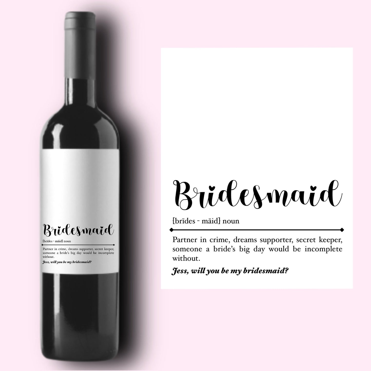 Bridesmaid Proposal Wine Labels | Maid of Honor Proposal | Will You Be My Bridesmaid | Bridesmaid Gift Box | Wedding Party Gifts |
