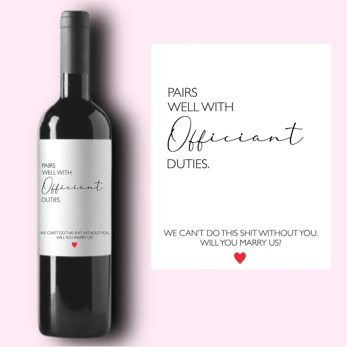 Officiant Gift Idea | Officiant Proposal | Officiant Wine Label | Gift for Wedding Officiant | Pastor Gift | Ordained Minister |