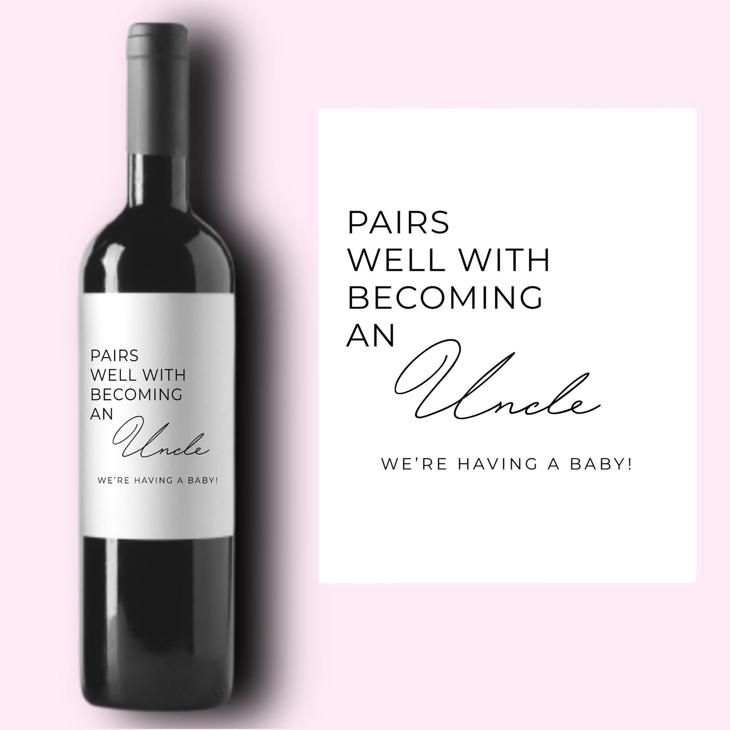 Baby Announcement Wine Labels | Personalized Pregnancy Announcement Gift | Pairs well with being Grandparents | Gift for Aunt, Uncle