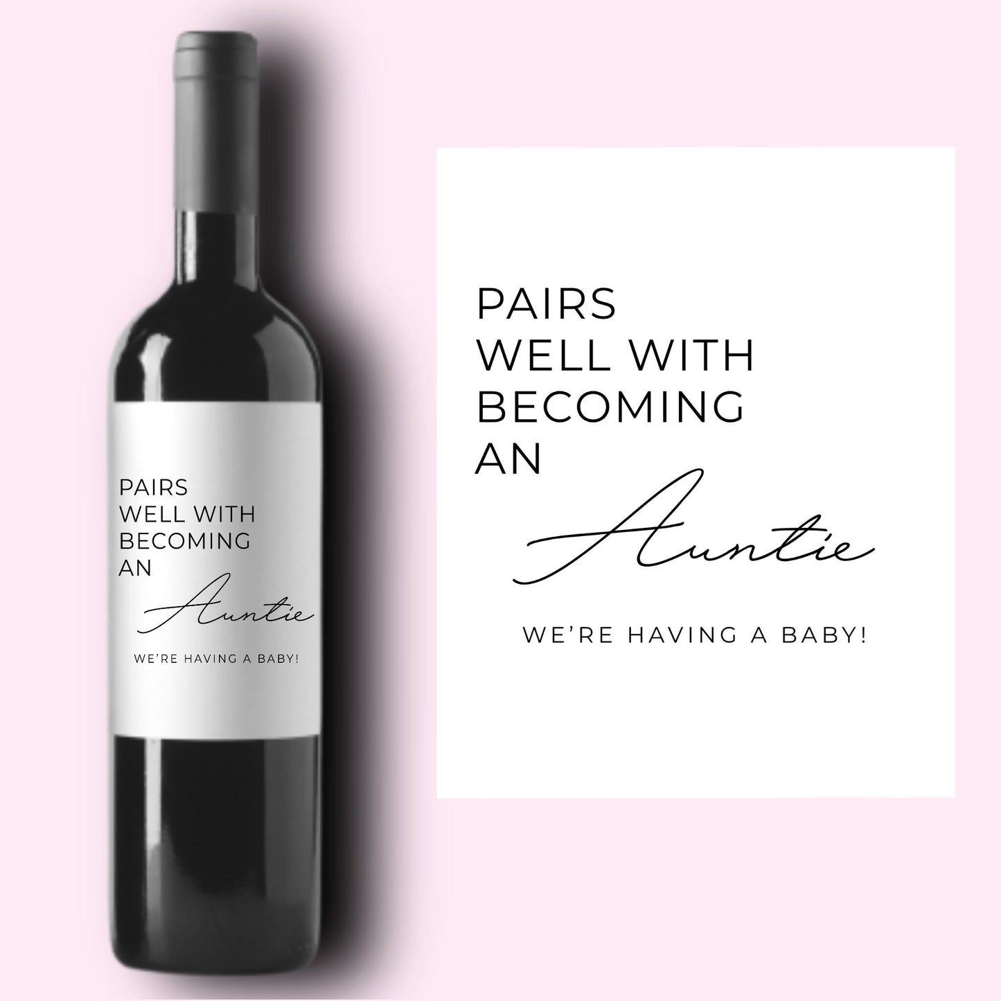 Baby Announcement Wine Labels | Personalized Pregnancy Announcement Gift | Pairs well with being Grandparents | Gift for Aunt, Uncle