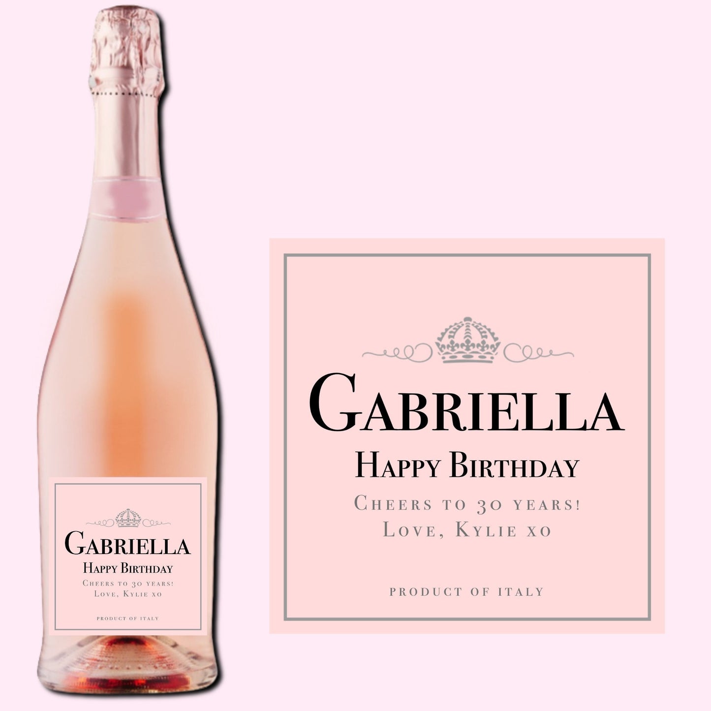 Birthday Pink Rose Champagne Label * Personalized Happy Birthday * Prosecco Bottle Label * Gift For Her * Funny Cute Gift Ideas * Custom *