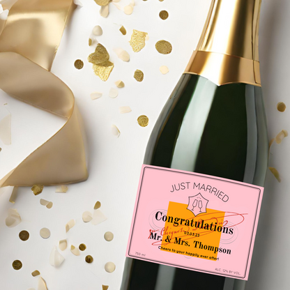 Veuve Clicquot Pink Just Married Champagne Label