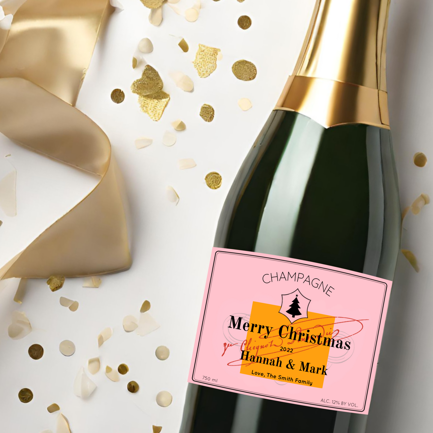 Veuve Cliquot Pink Christmas Champagne Label