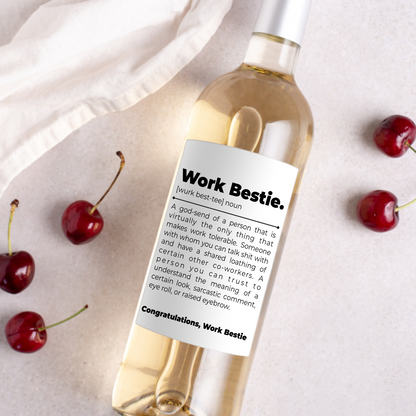 Work Bestie Coworker Gift Wine Label