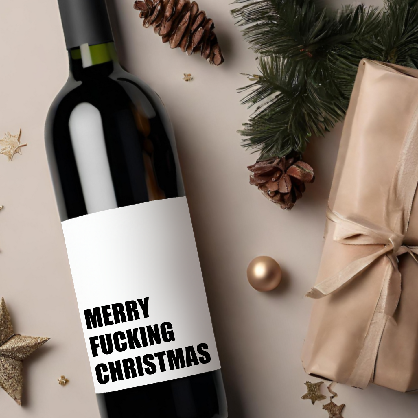 Merry F*CKING Christmas Holiday Wine Label