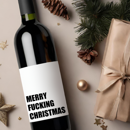 Merry F*CKING Christmas Holiday Wine Label