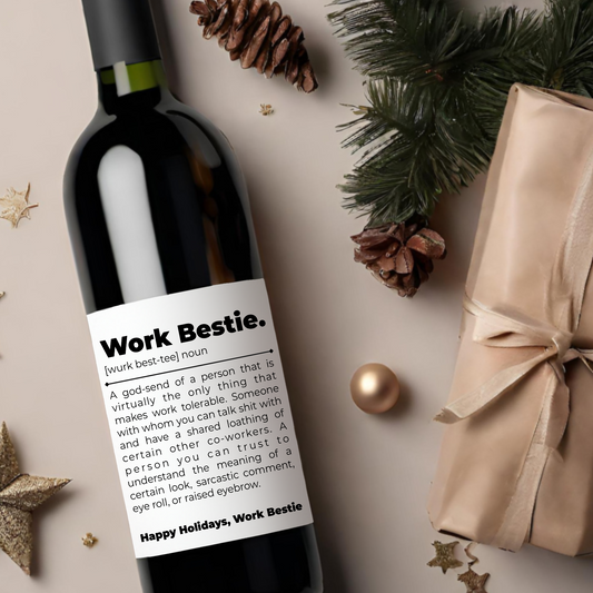 Work Bestie Holiday Wine Label