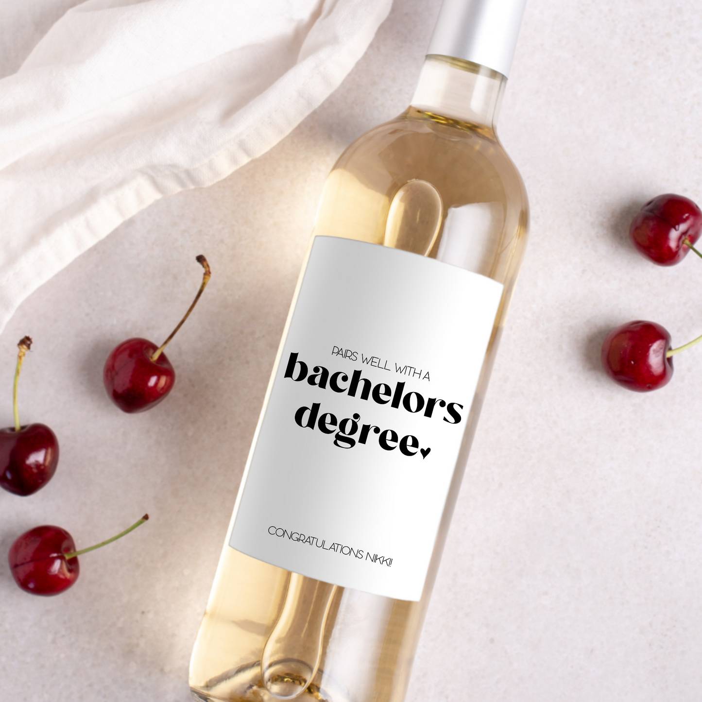 Pairs Well With a Bachelors Degree Graduation Wine Label