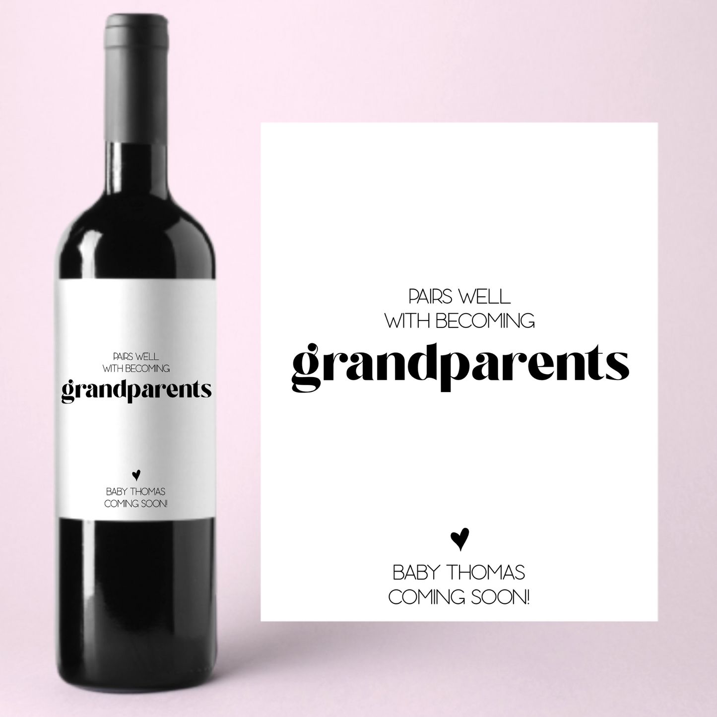 Pairs Well With Becoming Grandparents Pregnancy Announcement Wine Label