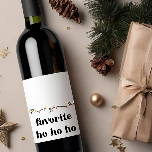 Fav Ho Ho Ho Holiday Wine Label