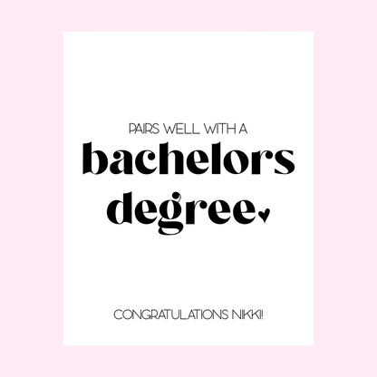 Pairs Well With a Bachelors Degree Graduation Wine Label