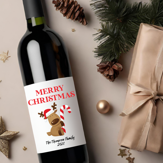 Merry Christmas Family Holiday Wine Label
