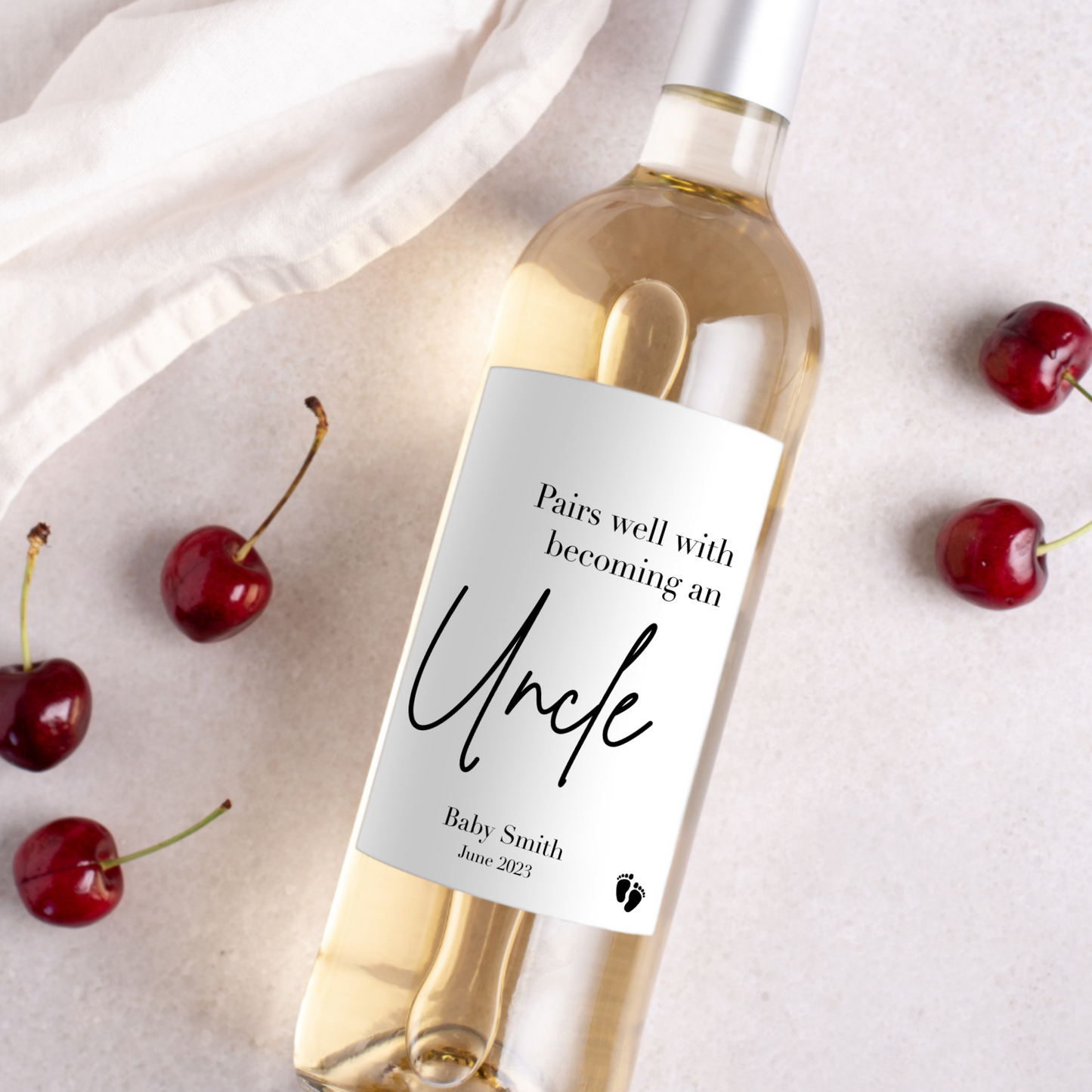 Pairs Well With Becoming an Uncle Pregnancy Announcement Wine Label