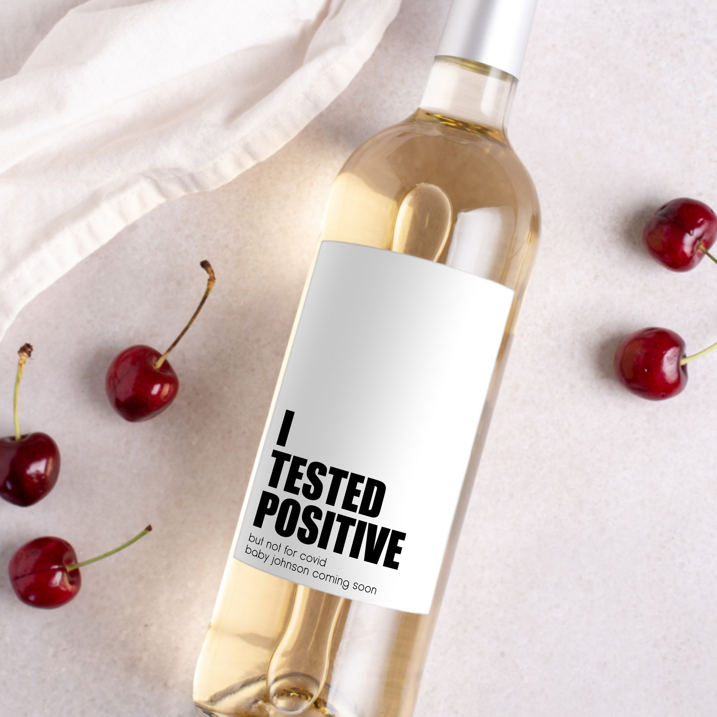 Tested Positive But Not Covid Pregnancy Announcement Wine Label