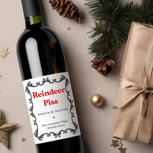Reindeer Piss Holiday Wine Label