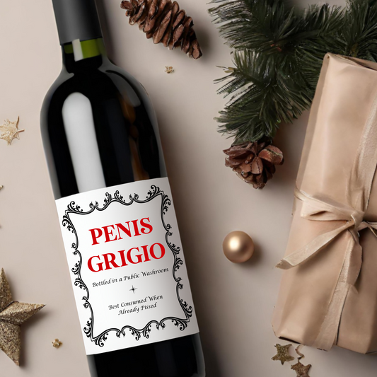 Penis Grigio Holiday Wine Label